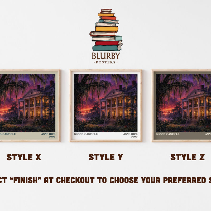Blood Canticle literary print in frame leaning in hallway – horror wall art