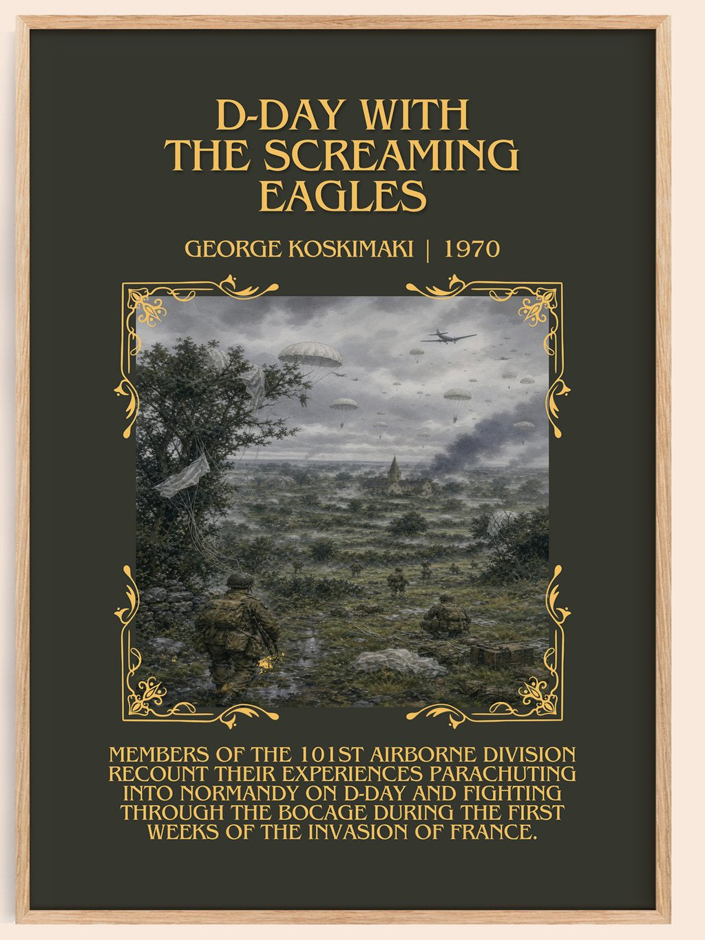 D-Day With The Screaming Eagles Minimalist Book Poster by G. Koskimaki – book poster