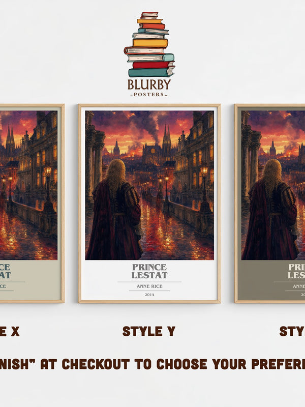 Prince Lestat book cover print in frame leaning in hallway – horror wall art