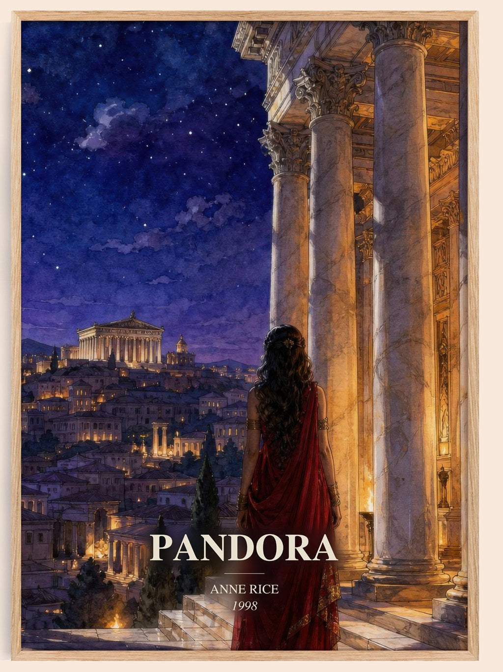 Pandora watercolour book poster by Anne Rice – framed literary art print