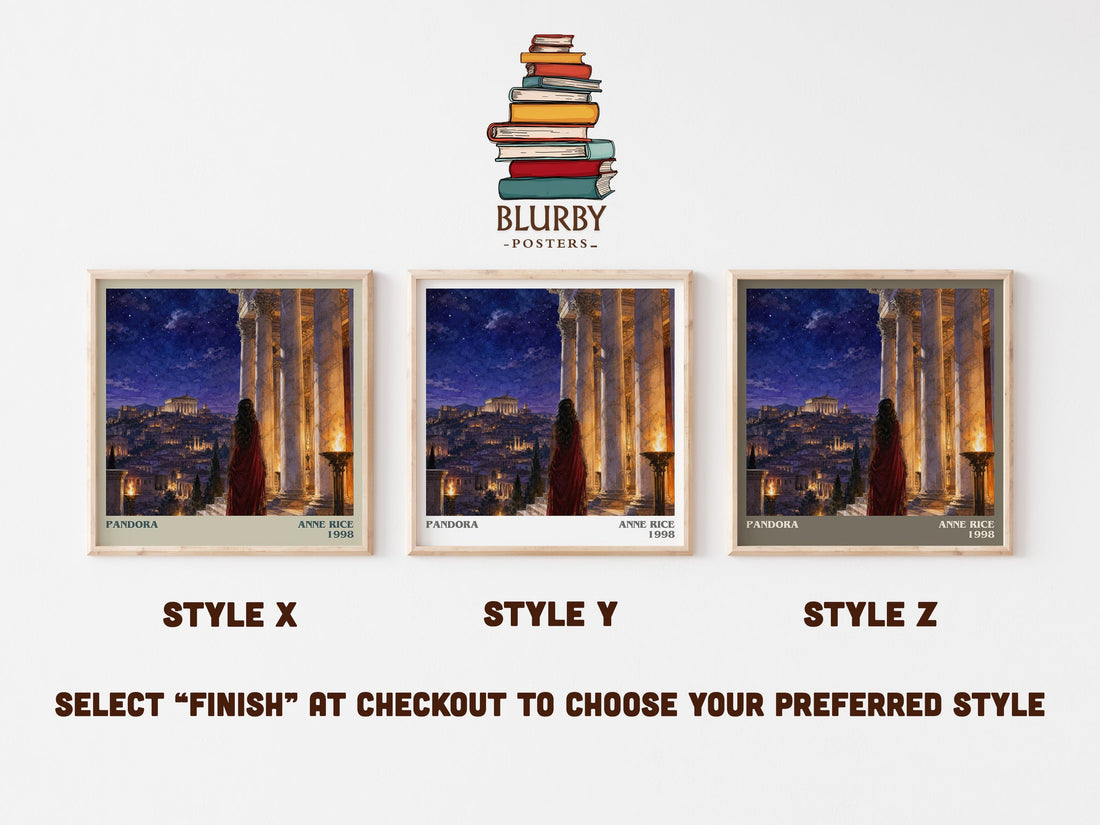 Pandora literary print in frame leaning in hallway – horror wall art (mockup)
