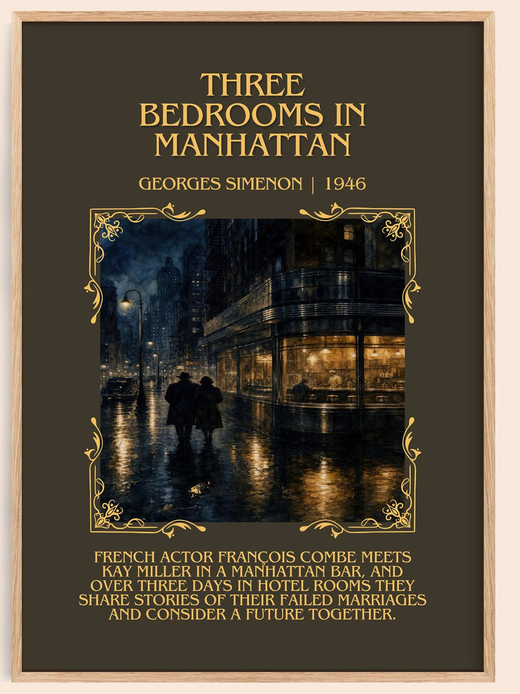 Three Bedrooms In Manhattan Minimalist Book Poster by Georges Simenon – book poster