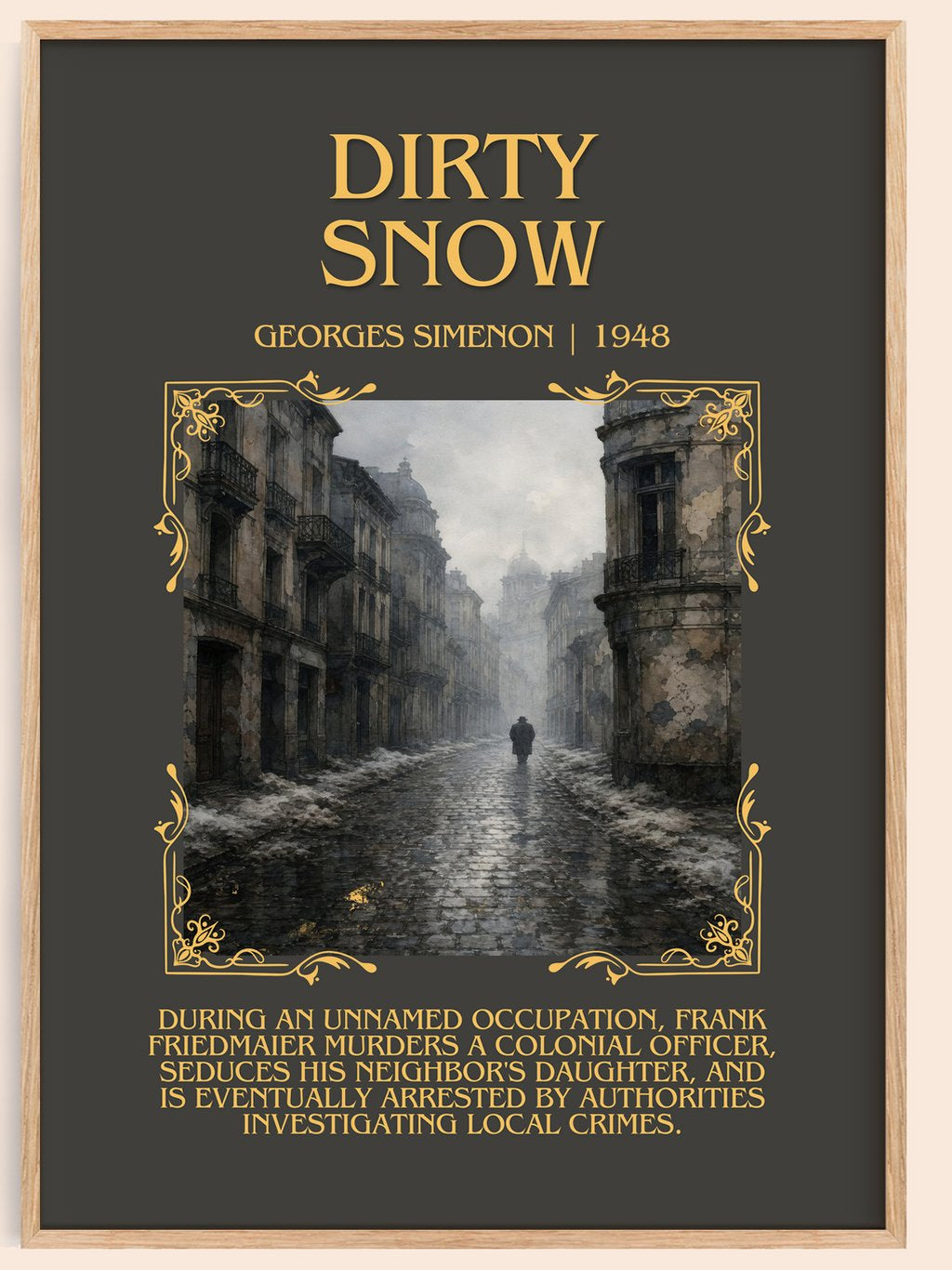 Dirty Snow Minimalist Book Poster by Georges Simenon – book poster