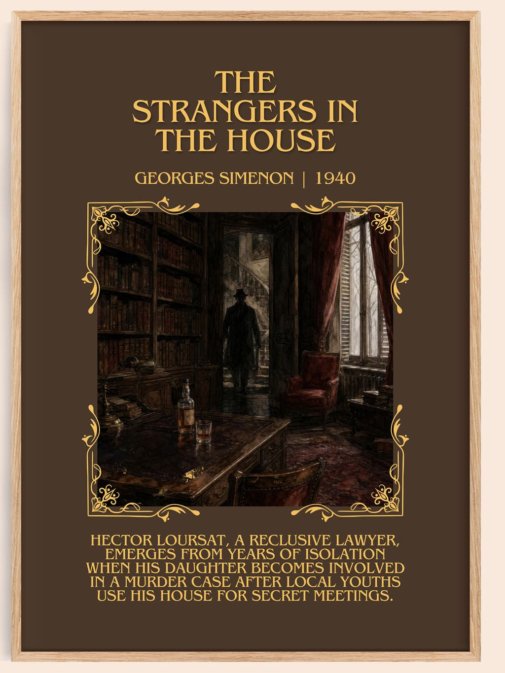 The Strangers In The House Minimalist Book Poster by Georges Simenon – book poster