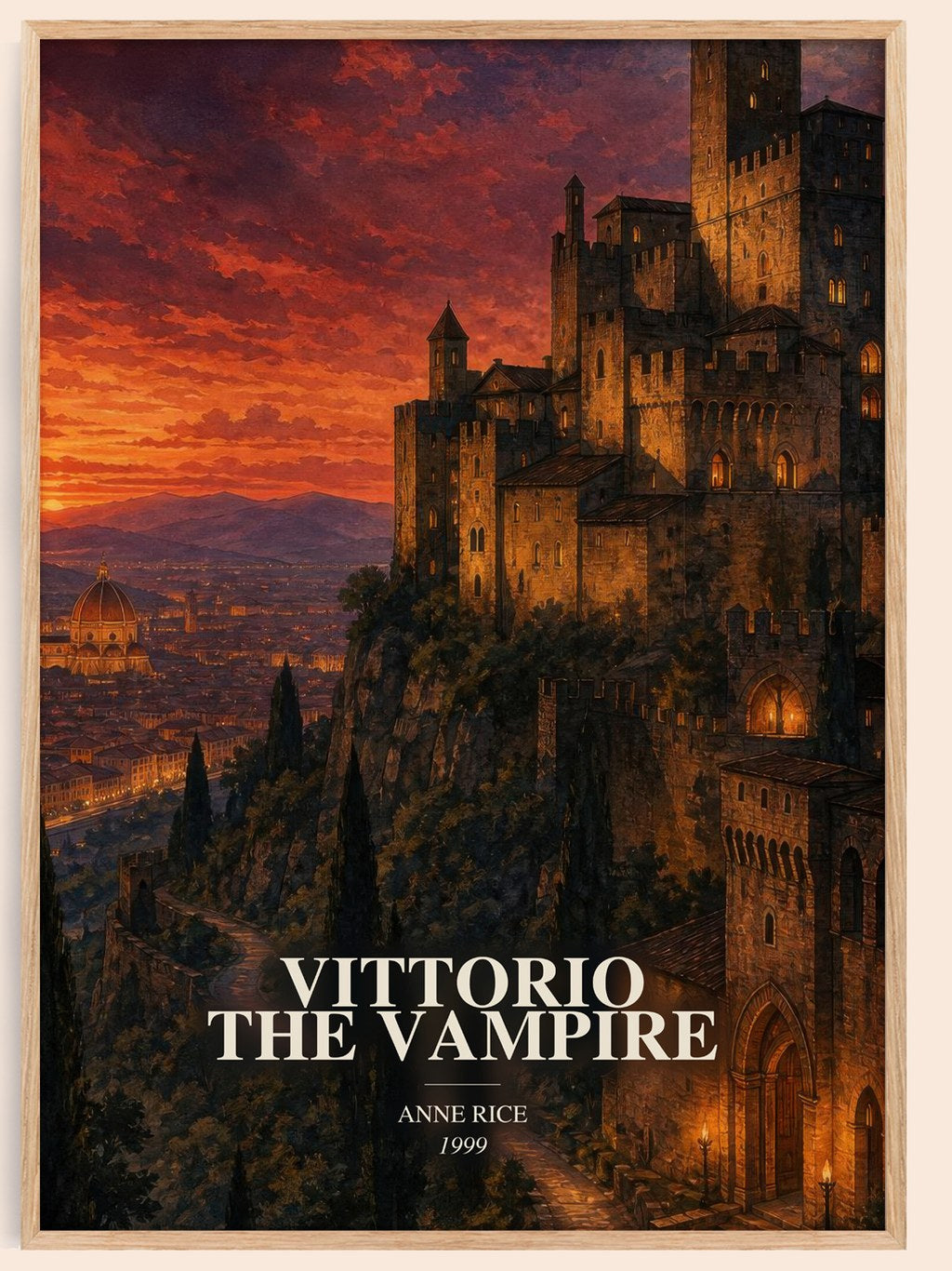 Vittorio The Vampire watercolour book poster by Anne Rice – framed literary art print