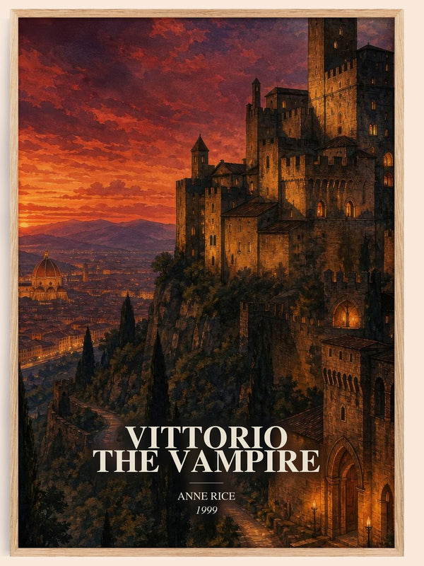Vittorio The Vampire watercolour book poster by Anne Rice – framed literary art print