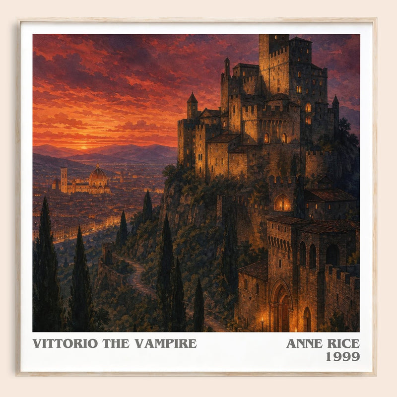 Vittorio The Vampire literary book poster by Anne Rice – framed literary art print