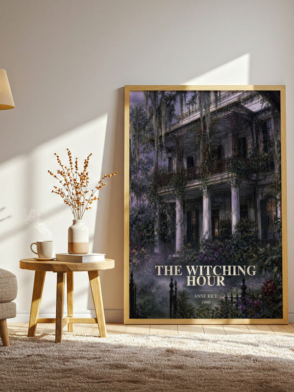 The Witching Hour watercolour print in frame leaning in hallway – gothic wall art
