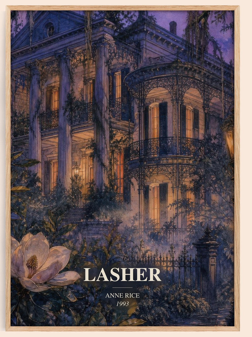 Lasher watercolour book poster by Anne Rice – framed literary art print