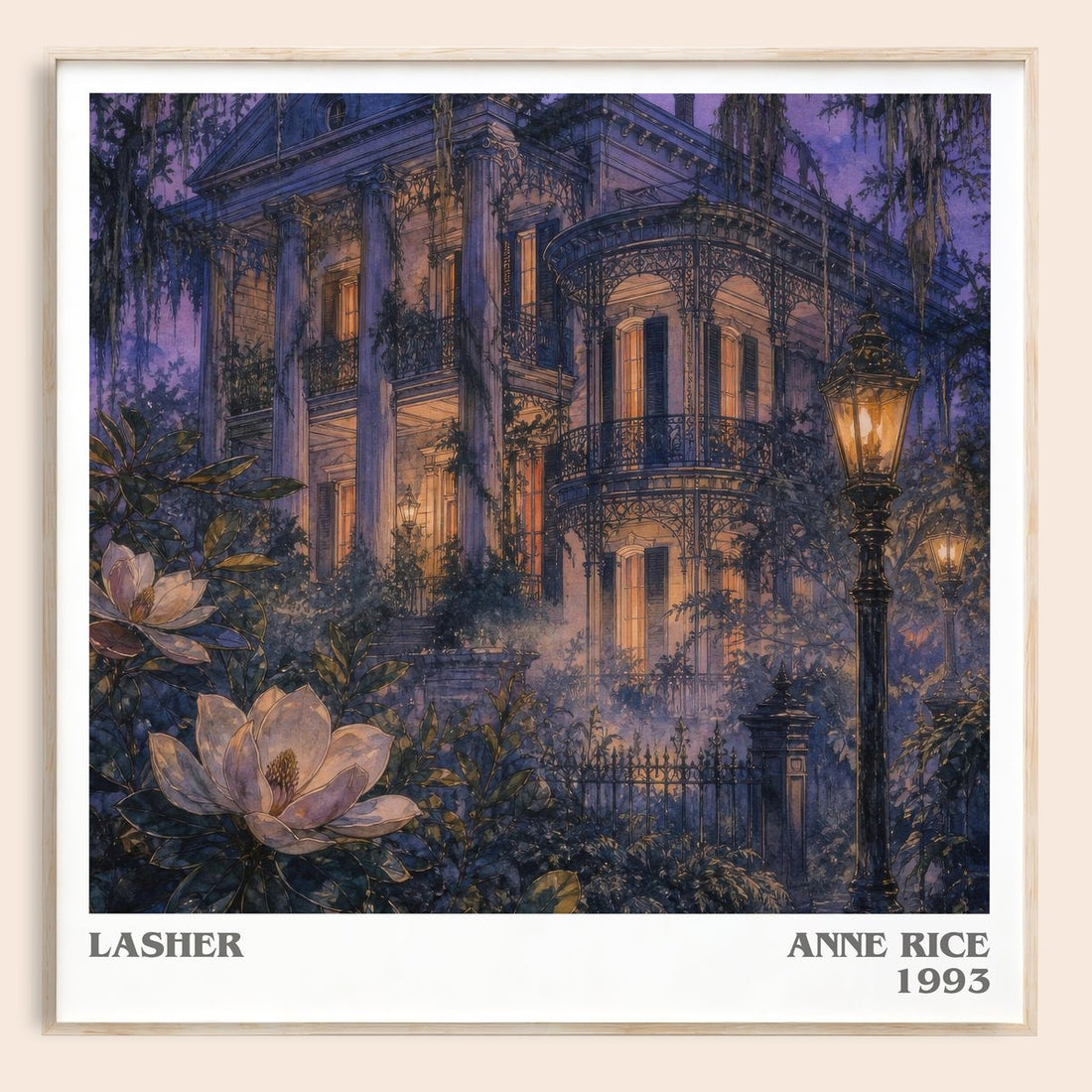 Lasher literary book poster by Anne Rice – framed literary art print