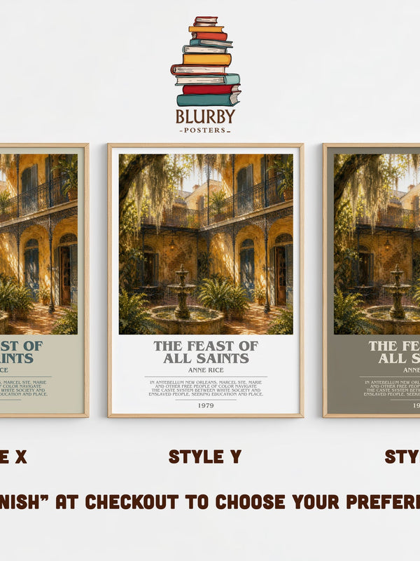 The Feast Of All Saints bookish print in frame leaning in hallway – historical fiction wall art