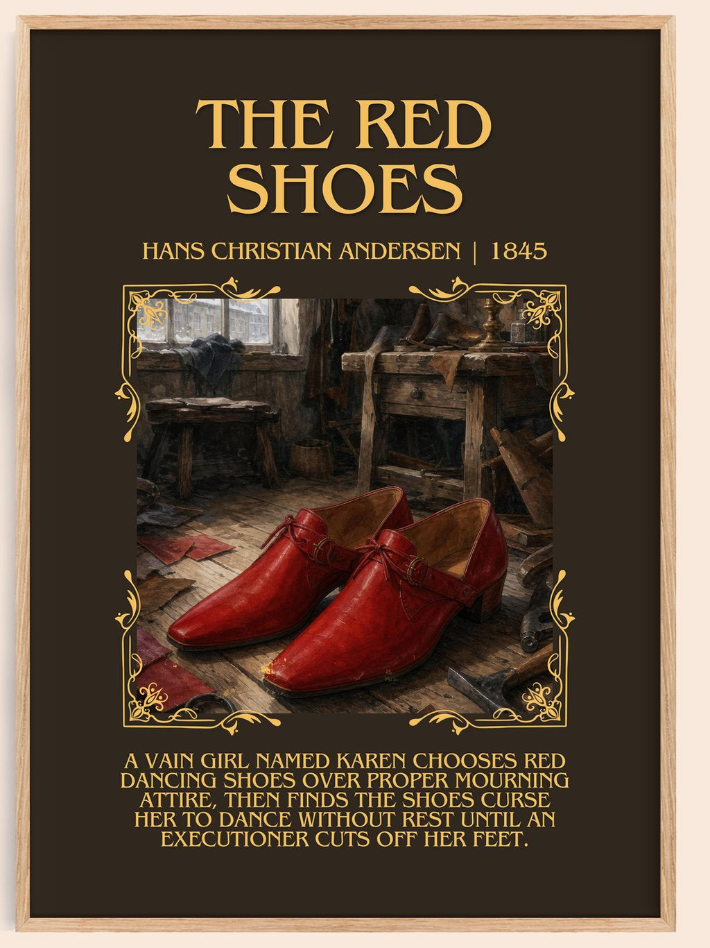 The Red Shoes Minimalist Book Poster by Hans Christian Andersen – book poster