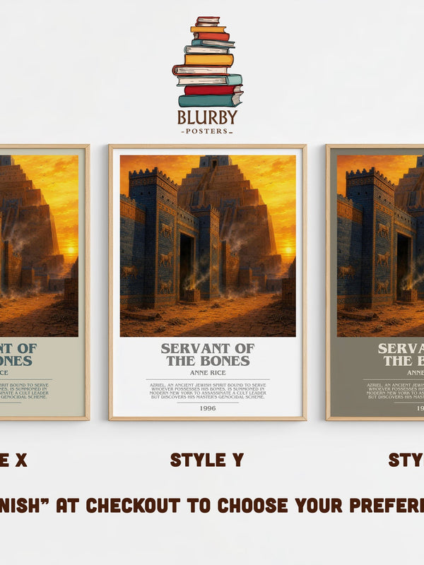 Servant Of The Bones bookish print in frame leaning in hallway – horror wall art