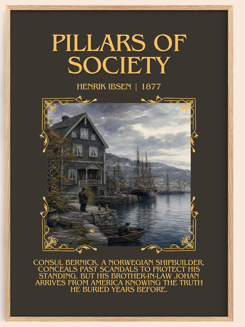 Pillars Of Society Minimalist Book Poster by Henrik Ibsen – book poster