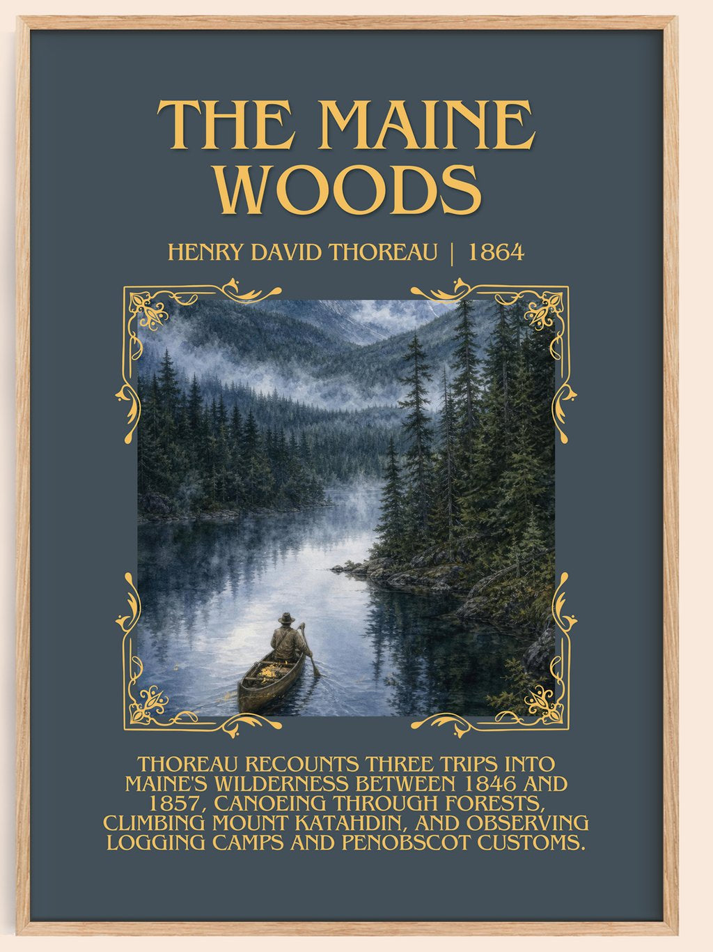 The Maine Woods Minimalist Book Poster by Henry David Thoreau – book poster
