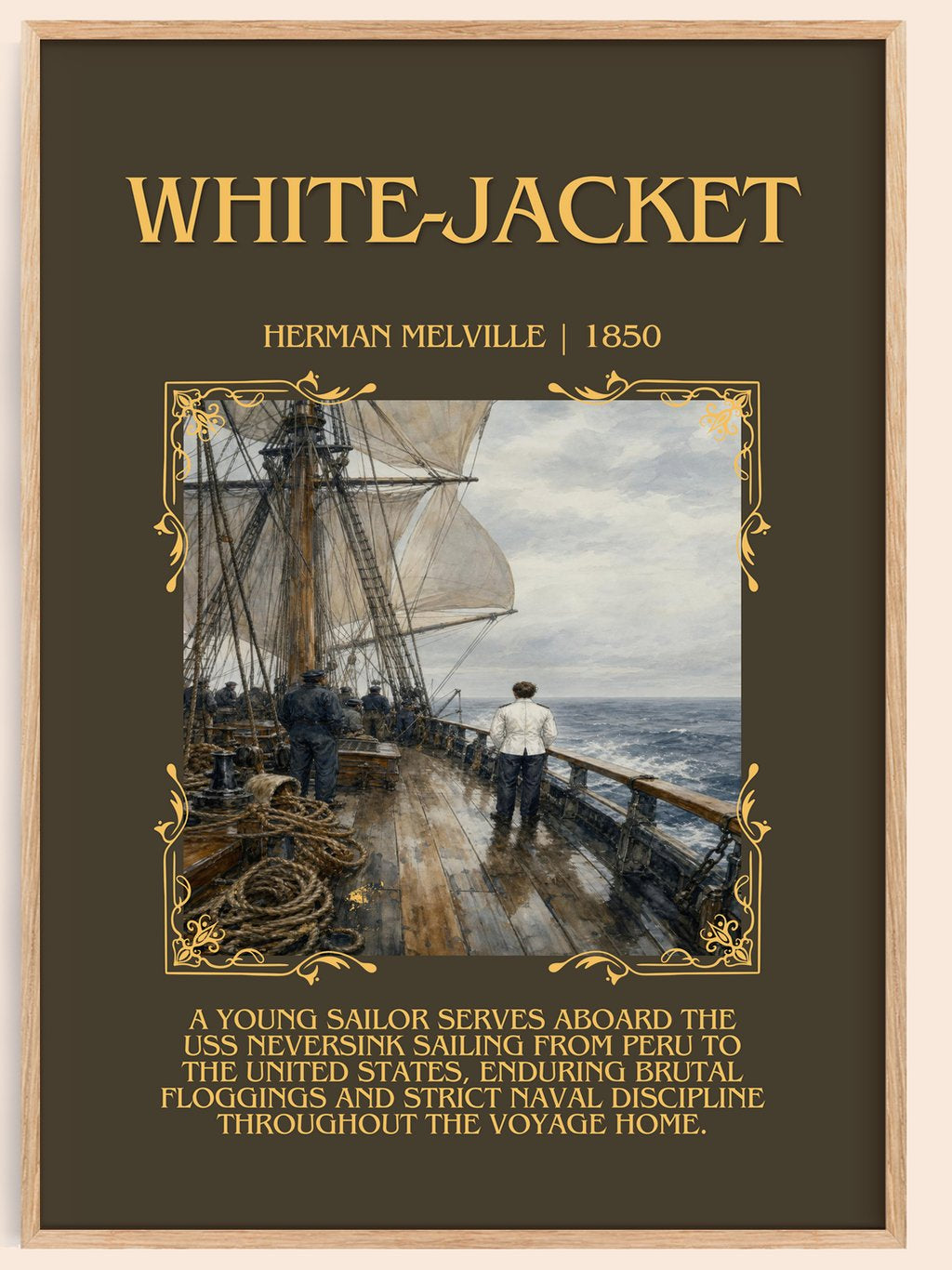 White-Jacket Minimalist Book Poster by Herman Melville – book poster