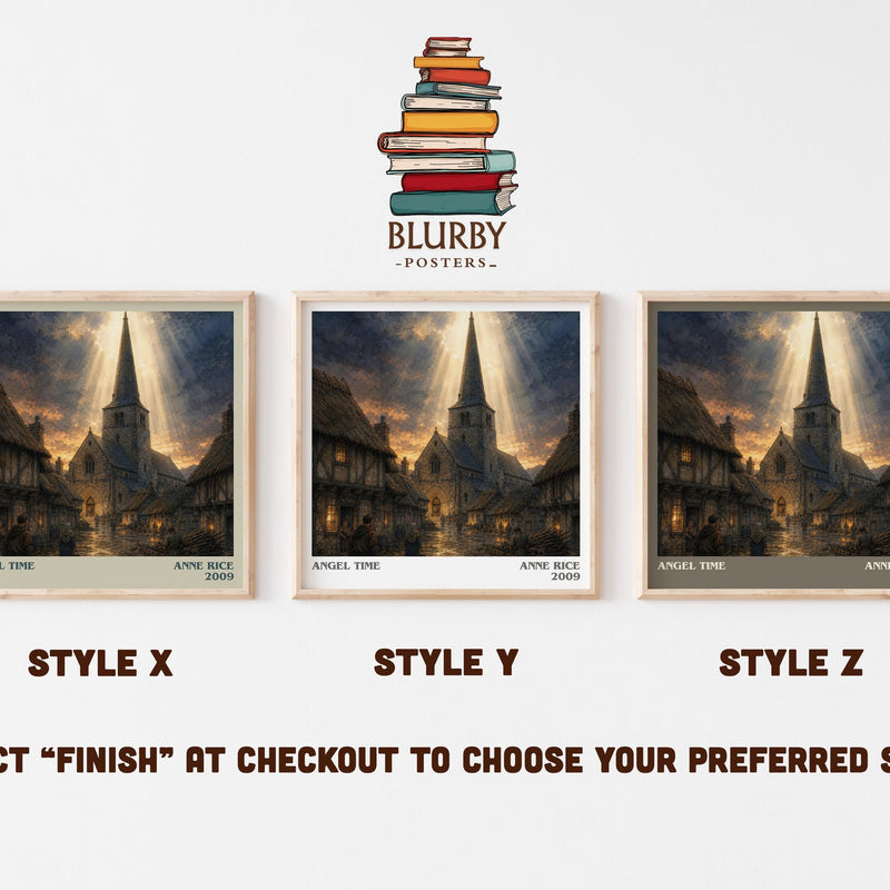 Angel Time literary print in frame leaning in hallway – fantasy wall art