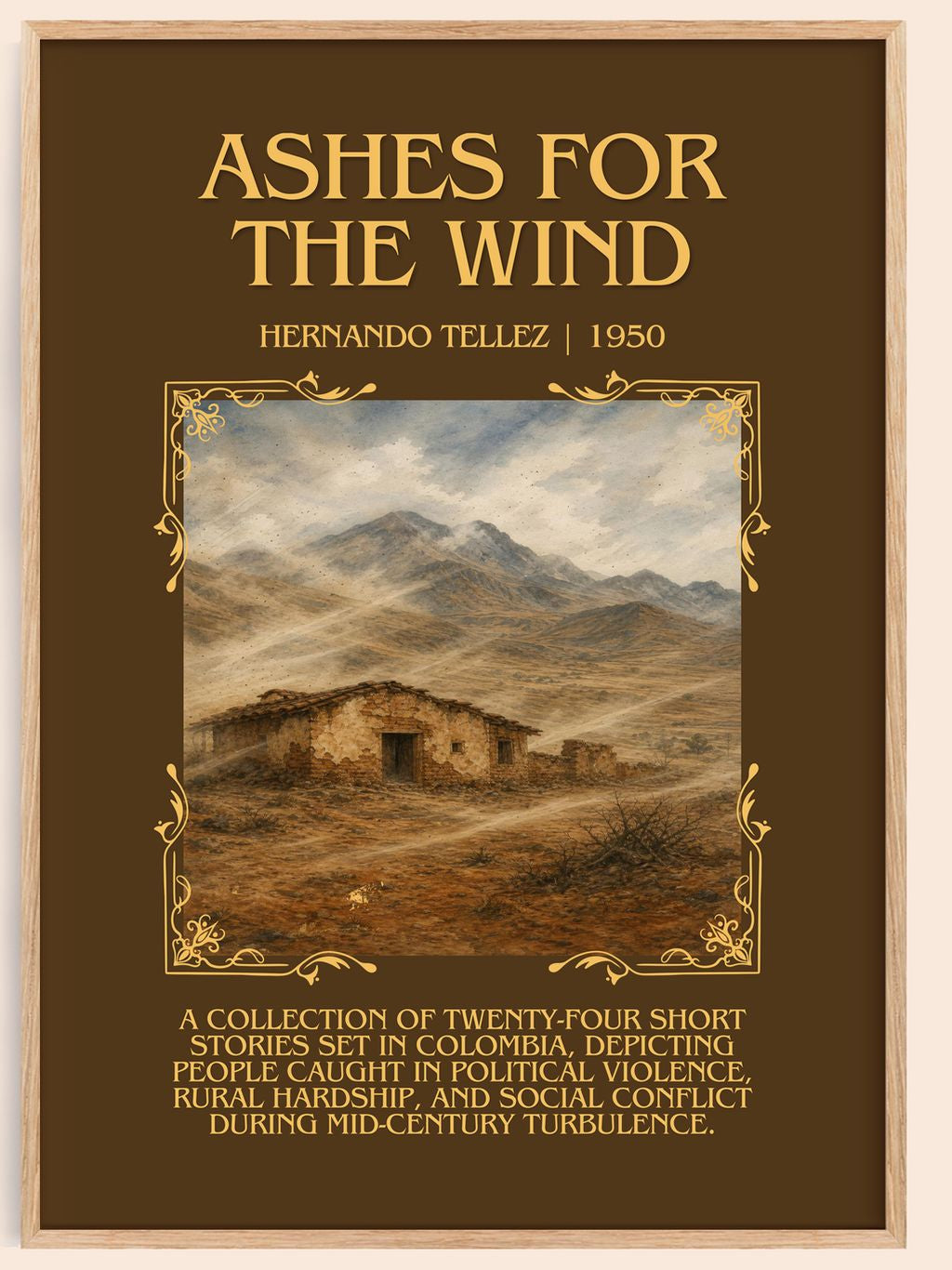 Ashes For The Wind Minimalist Book Poster by Hernando Téllez – book poster
