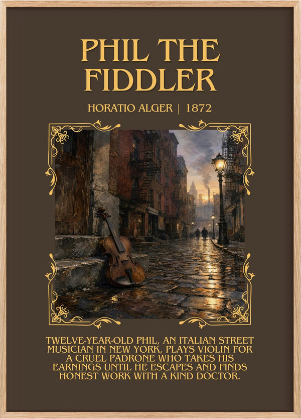 Phil The Fiddler Minimalist Book Poster by Horatio Alger