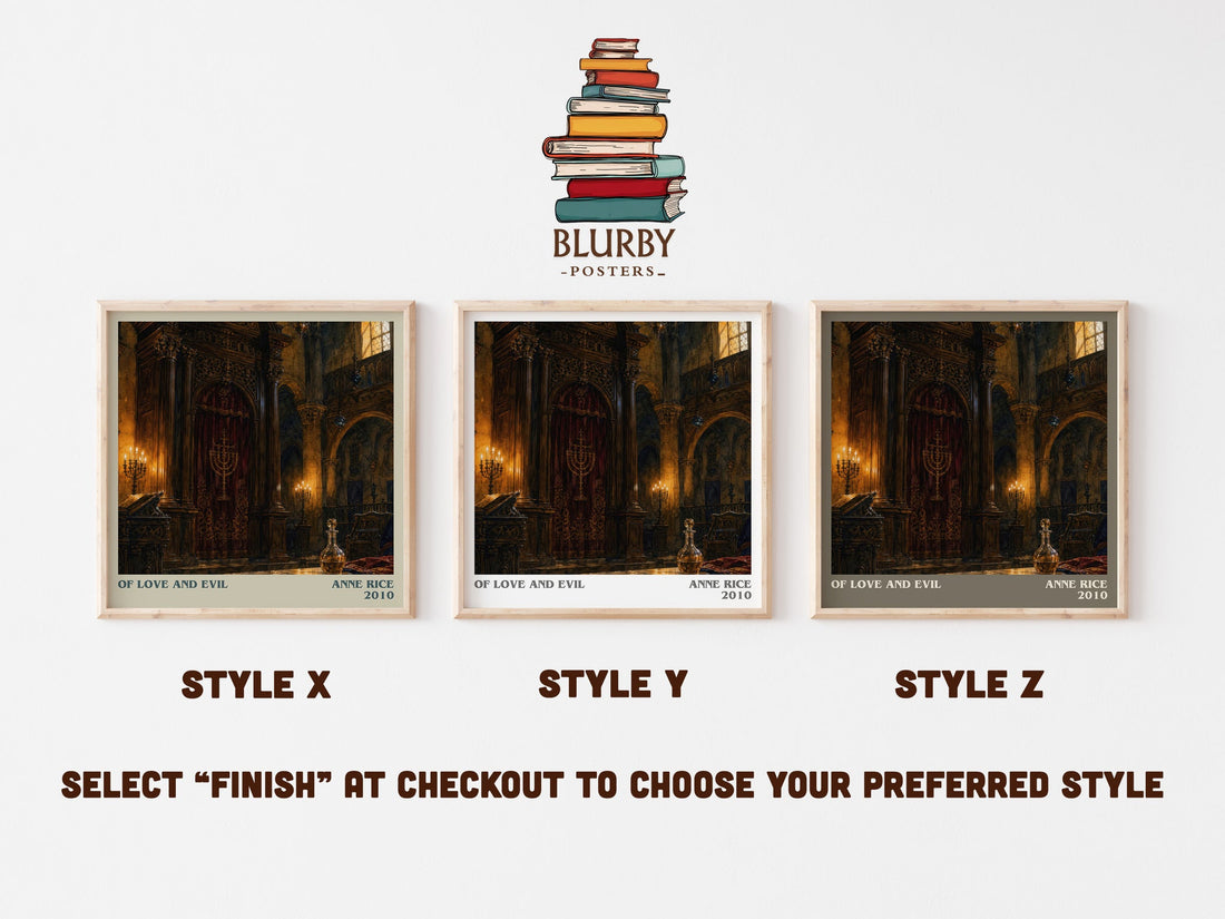 Of Love And Evil literary print in frame leaning in hallway – fantasy wall art (mockup)