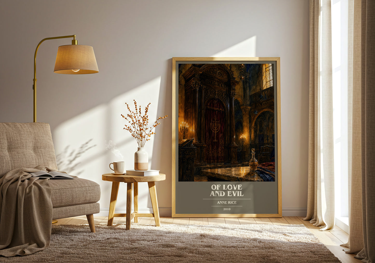 Of Love And Evil book cover print on bookshelf – Anne Rice fan gift