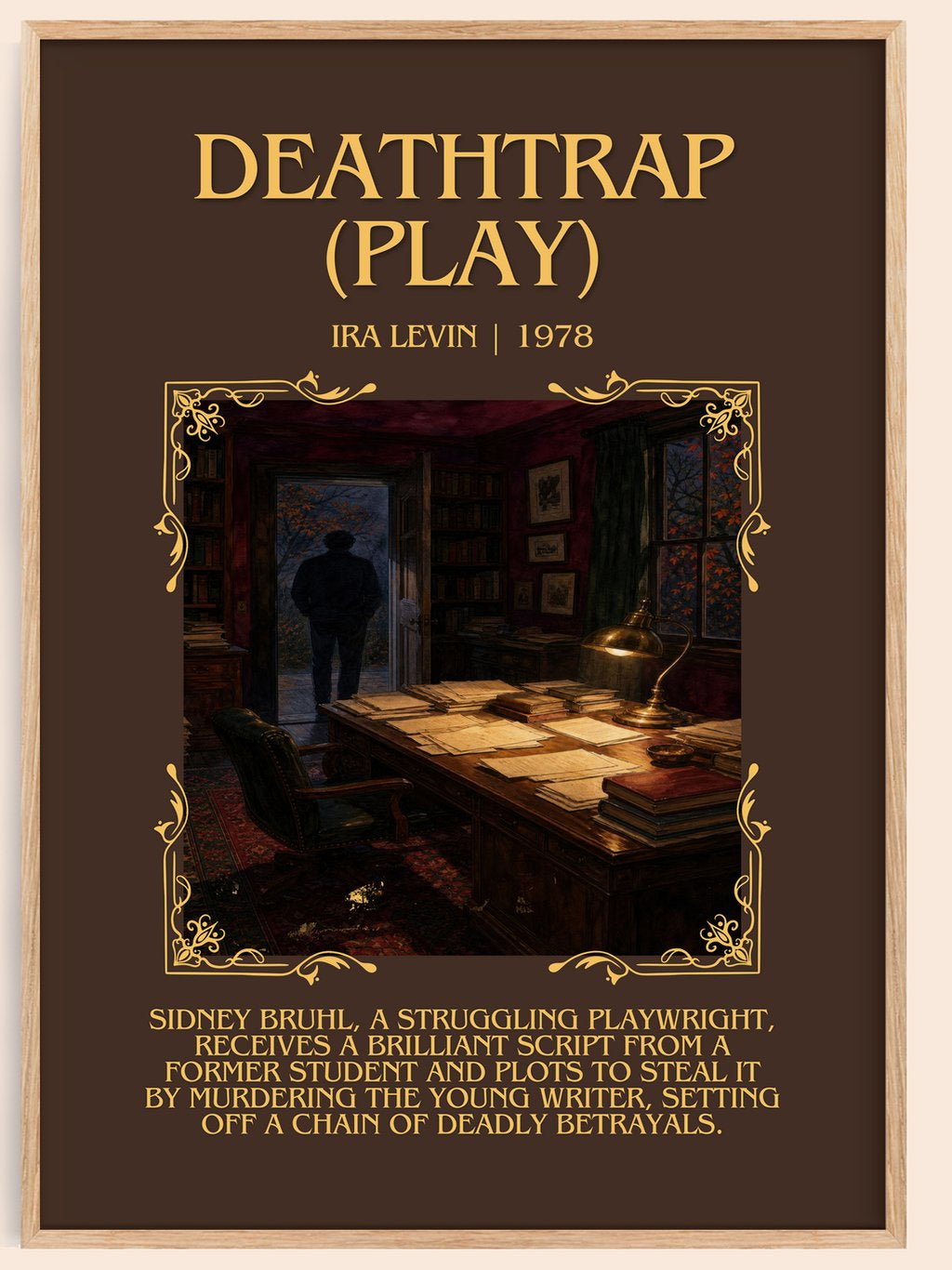 Deathtrap (Play) Minimalist Book Poster by Ira Levin – book poster