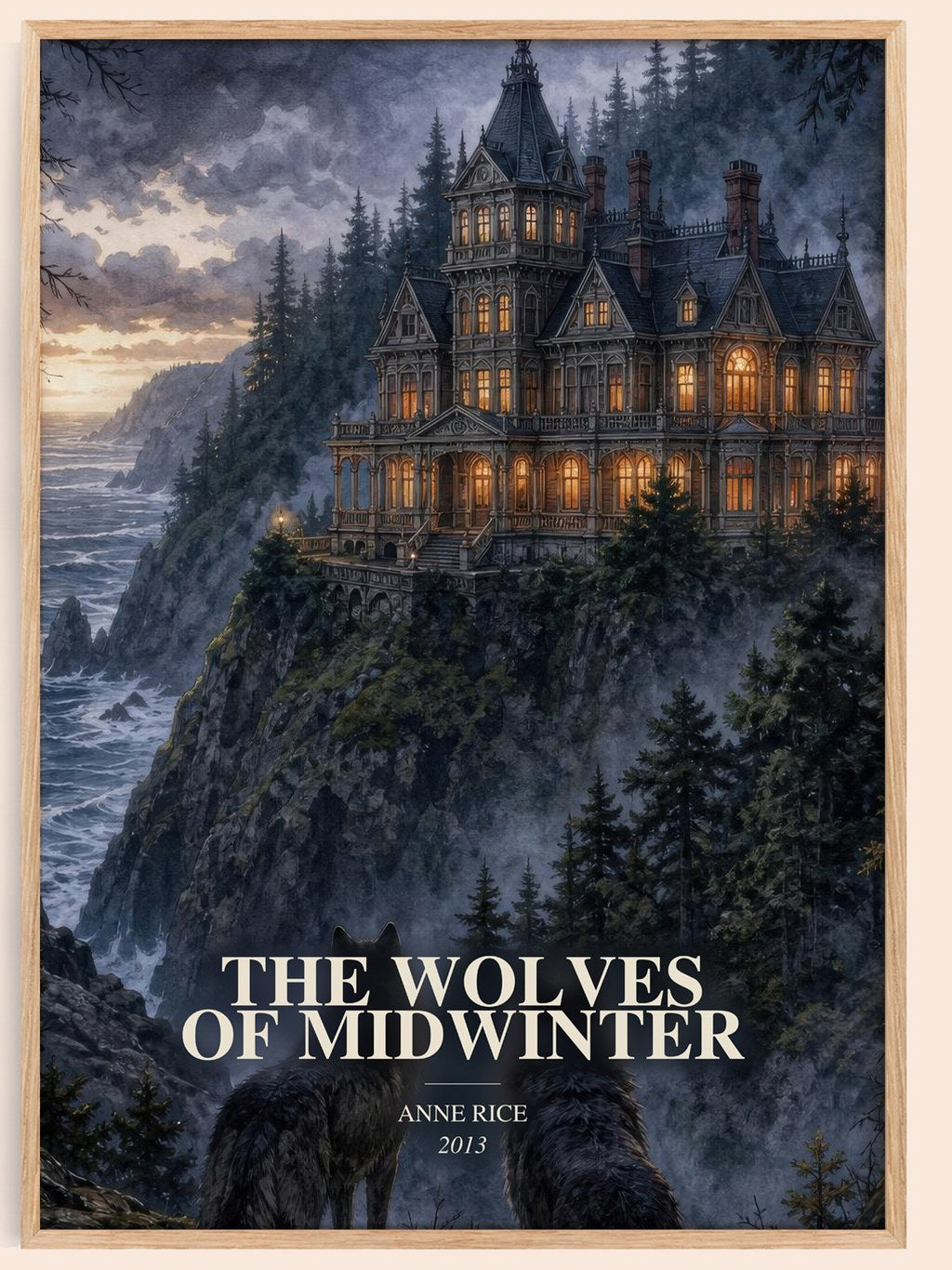 The Wolves Of Midwinter watercolour book poster by Anne Rice – framed literary art print