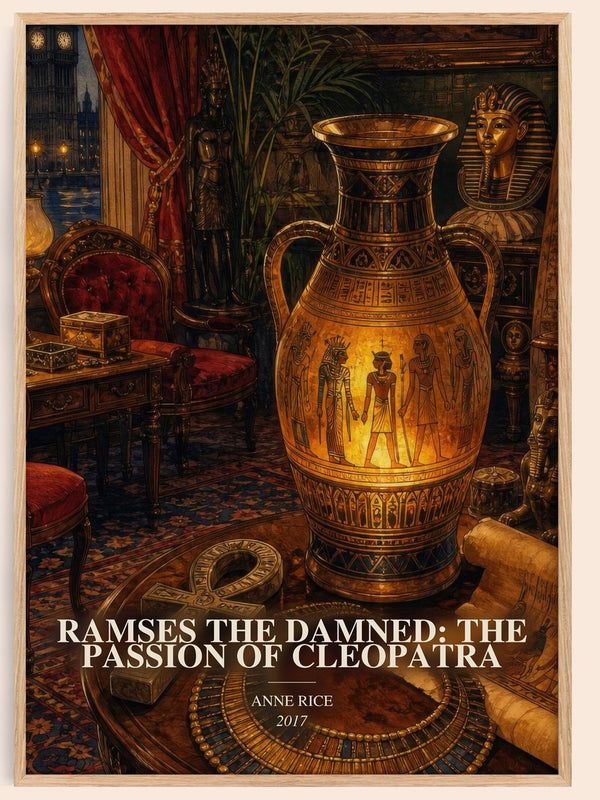 Ramses The Damned: The Passion Of Cleopatra watercolour book poster by Anne Rice – framed literary art print