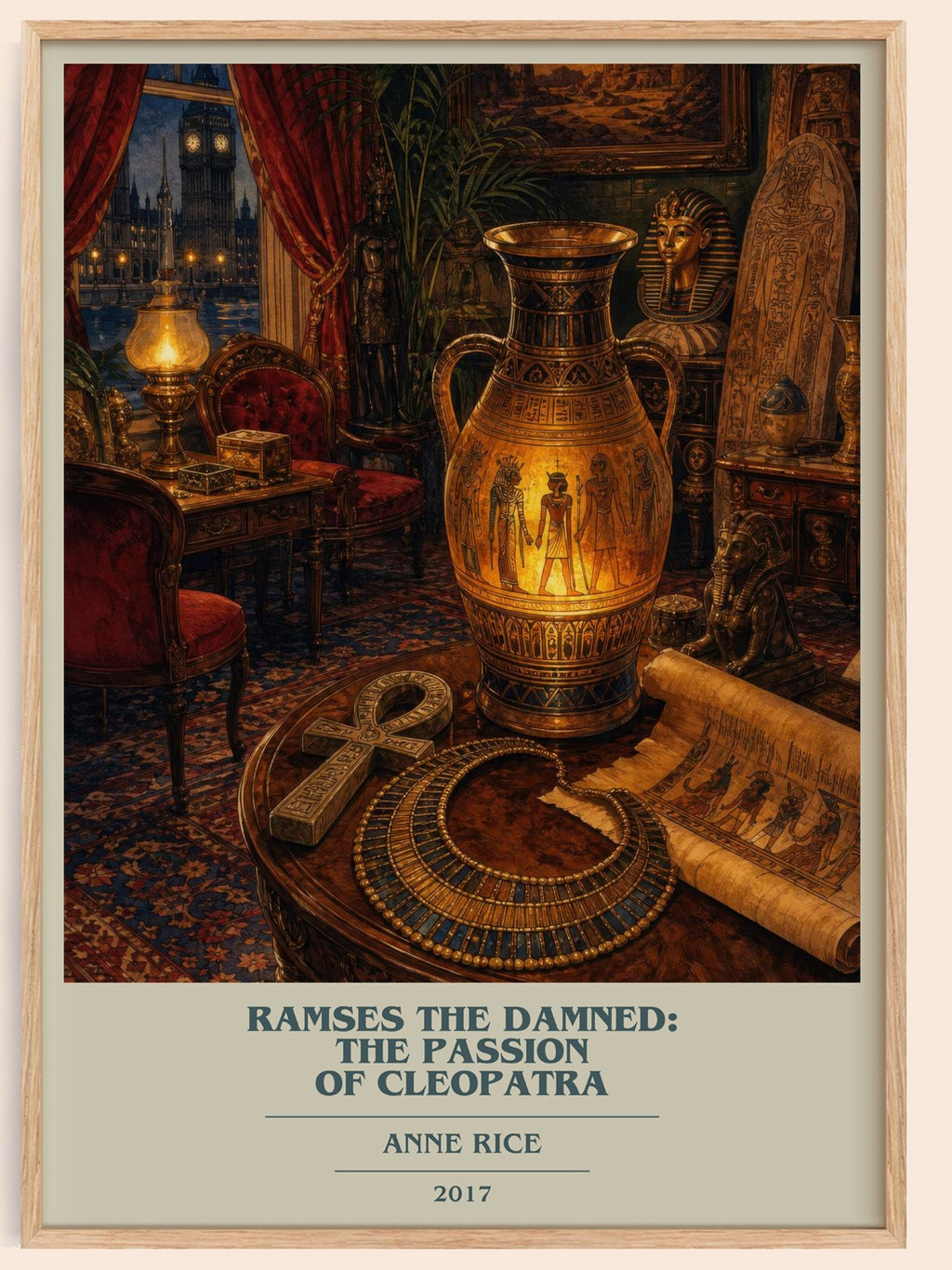Ramses The Damned: The Passion Of Cleopatra book cover book poster by Anne Rice – framed literary art print