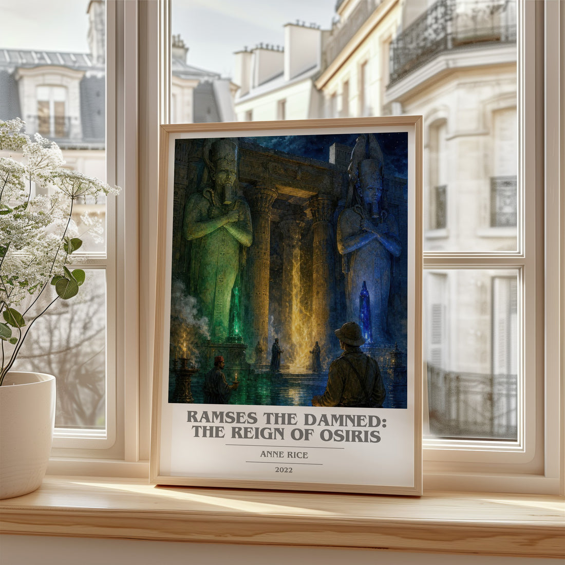 Ramses The Damned: The Reign Of Osiris book cover print in frame leaning in hallway – fantasy wall art