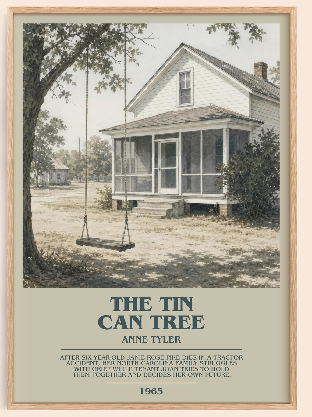 The Tin Can Tree bookish book poster by Anne Tyler – framed literary art print