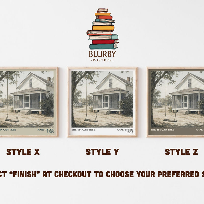 The Tin Can Tree literary print in frame leaning in hallway – literary fiction wall art