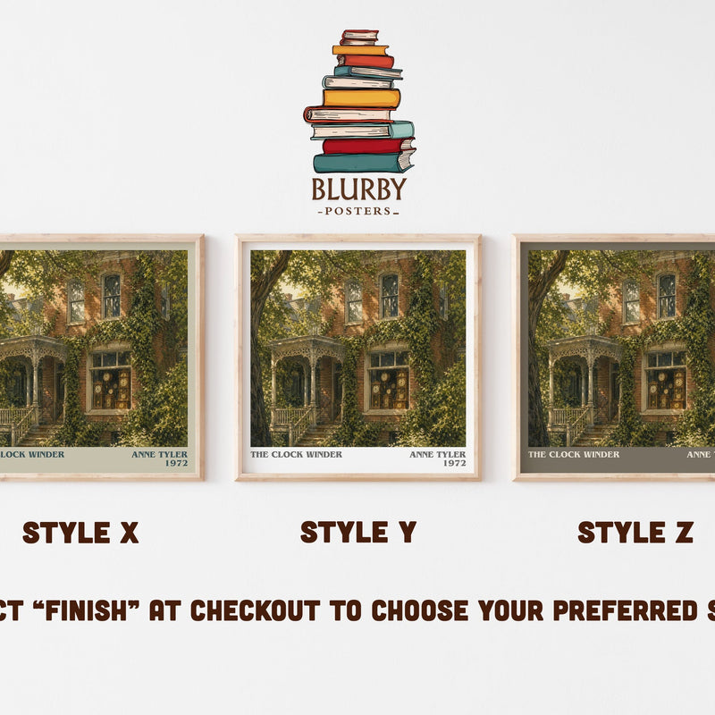 The Clock Winder literary print in frame leaning in hallway – literary fiction wall art