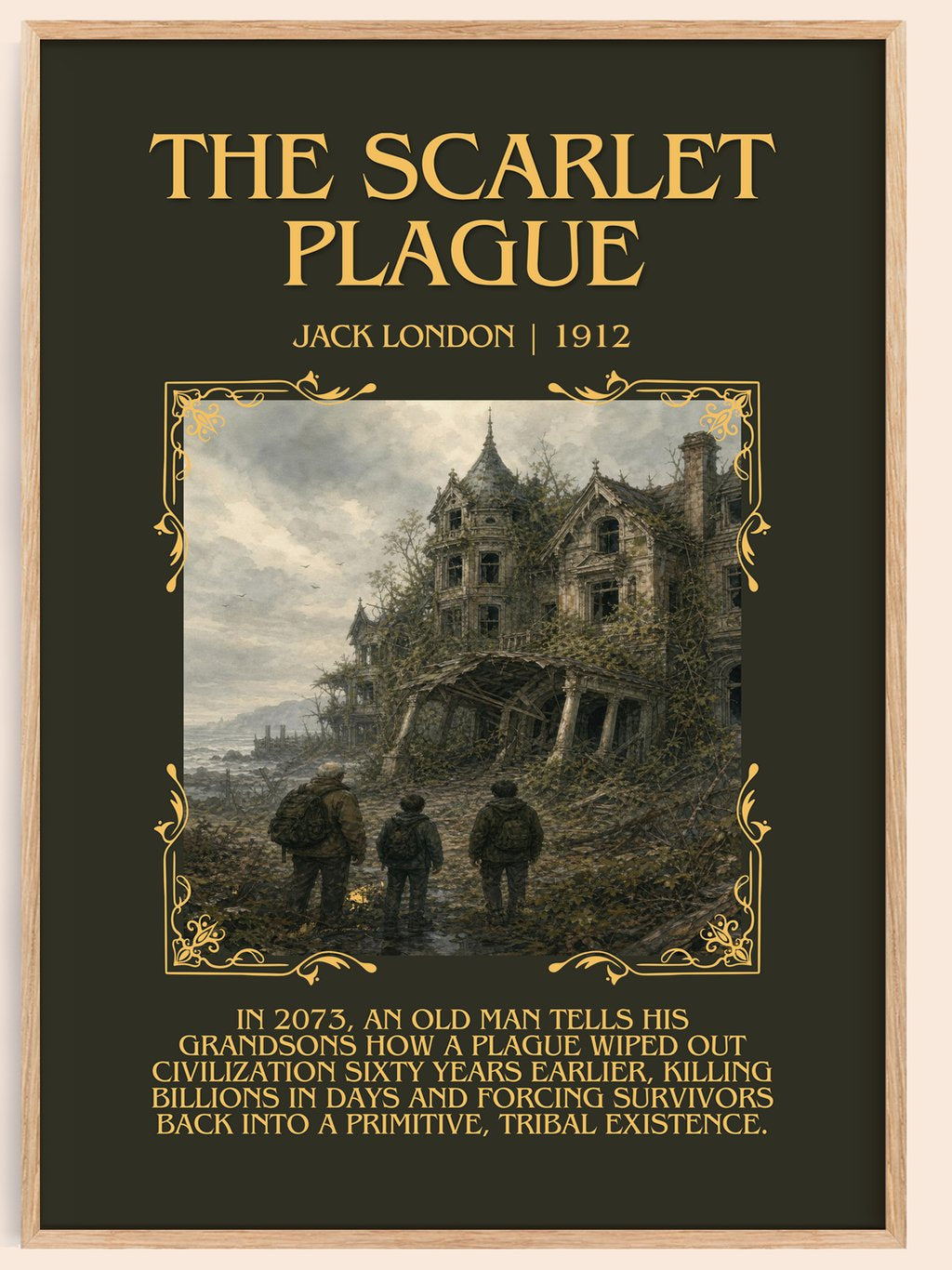 The Scarlet Plague Minimalist Book Poster by Jack London – book poster