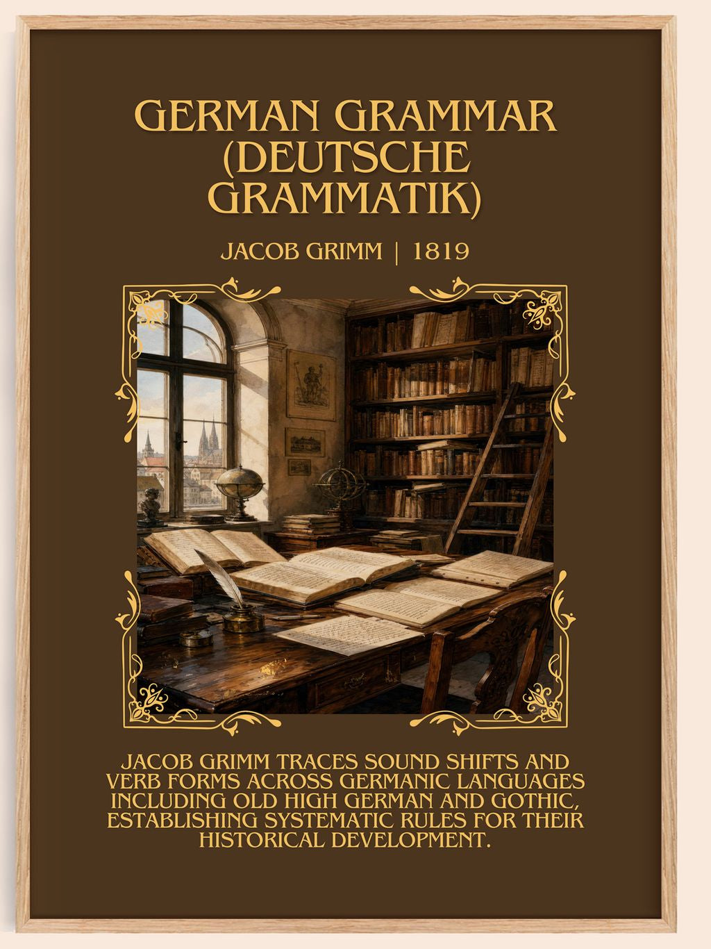 German Grammar (Deutsche Grammatik) Minimalist Book Poster by J. Grimm – book poster