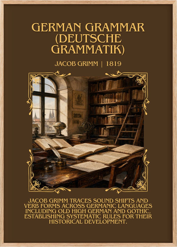 German Grammar (Deutsche Grammatik) Minimalist Book Poster by J. Grimm