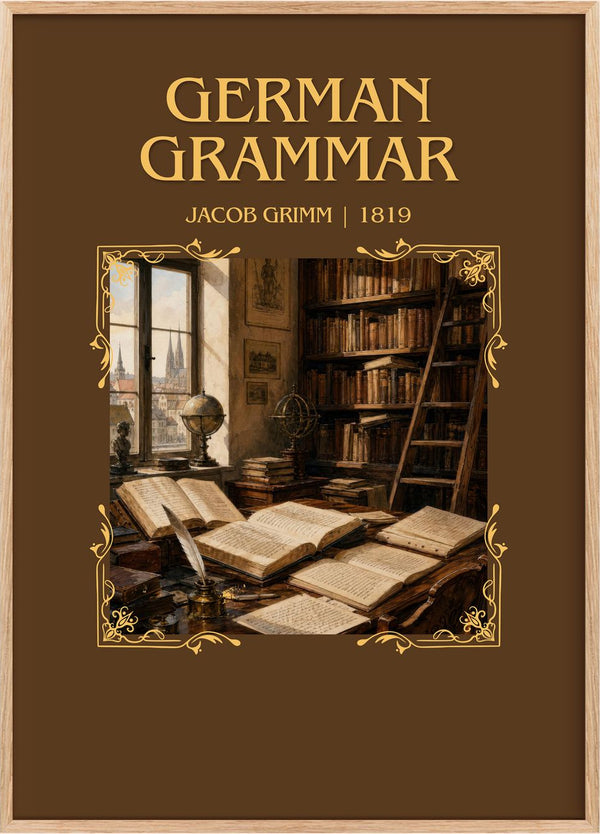 German Grammar Minimalist Book Poster by J. Grimm