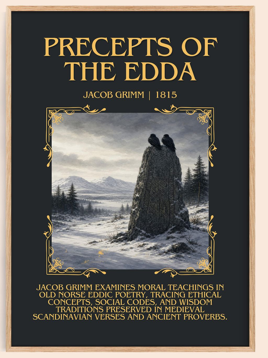 Precepts Of The Edda Minimalist Book Poster by Jacob Grimm – book poster