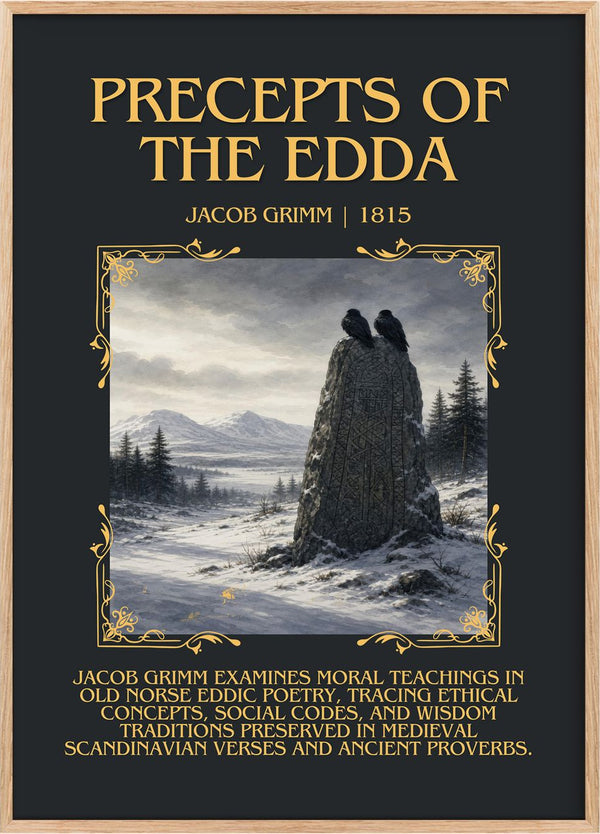 Precepts Of The Edda Minimalist Book Poster by Jacob Grimm