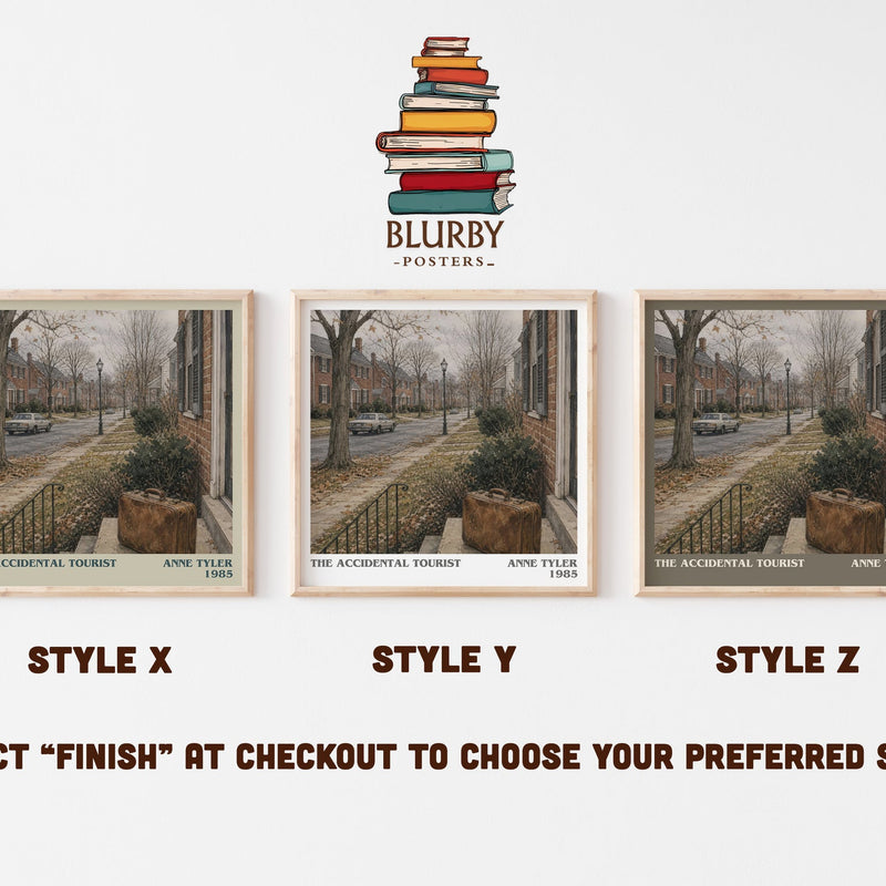 The Accidental Tourist literary print in frame leaning in hallway – literary fiction wall art