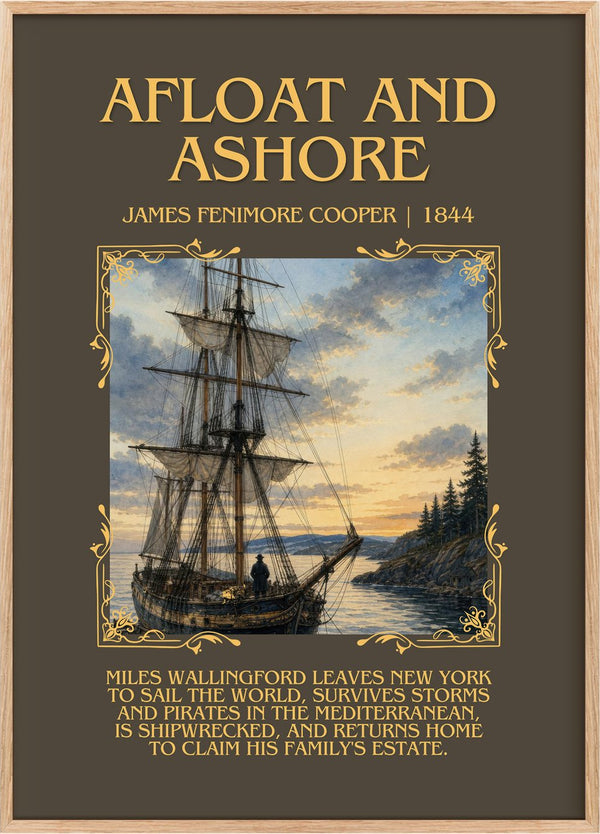 Afloat And Ashore Minimalist Book Poster by James Fenimore Cooper