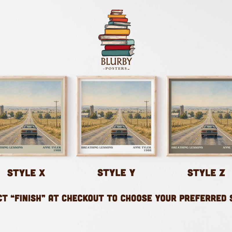 Breathing Lessons literary print in frame leaning in hallway – literary fiction wall art