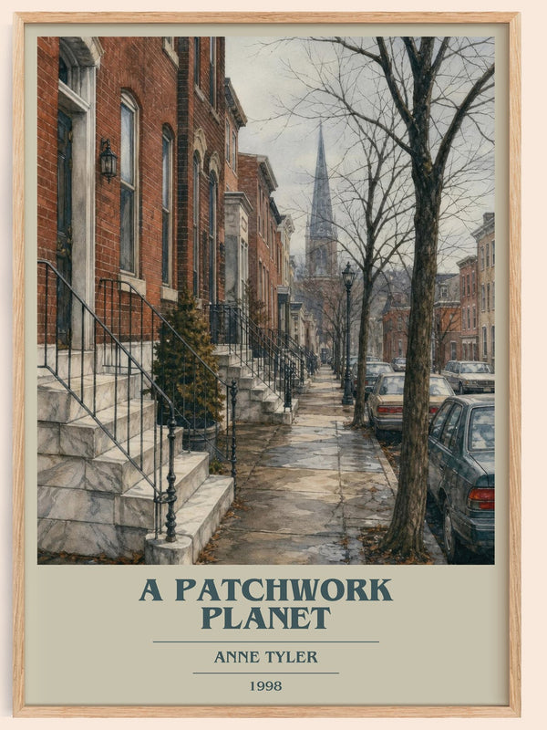 A Patchwork Planet book cover book poster by Anne Tyler – framed literary art print