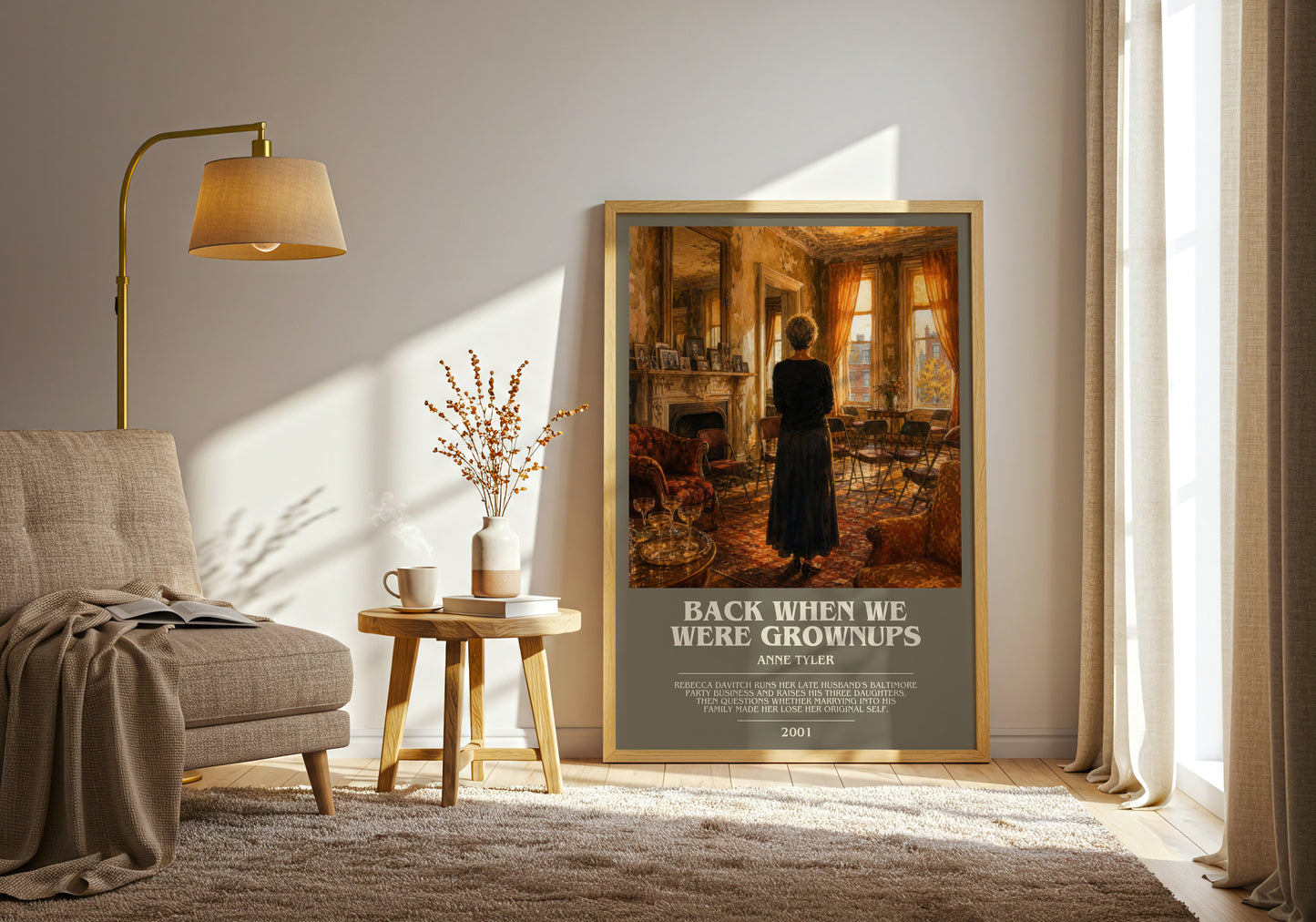 Back When We Were Grownups bookish print on bookshelf – Anne Tyler fan gift