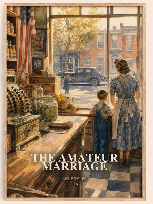 The Amateur Marriage watercolour book poster by Anne Tyler – framed literary art print