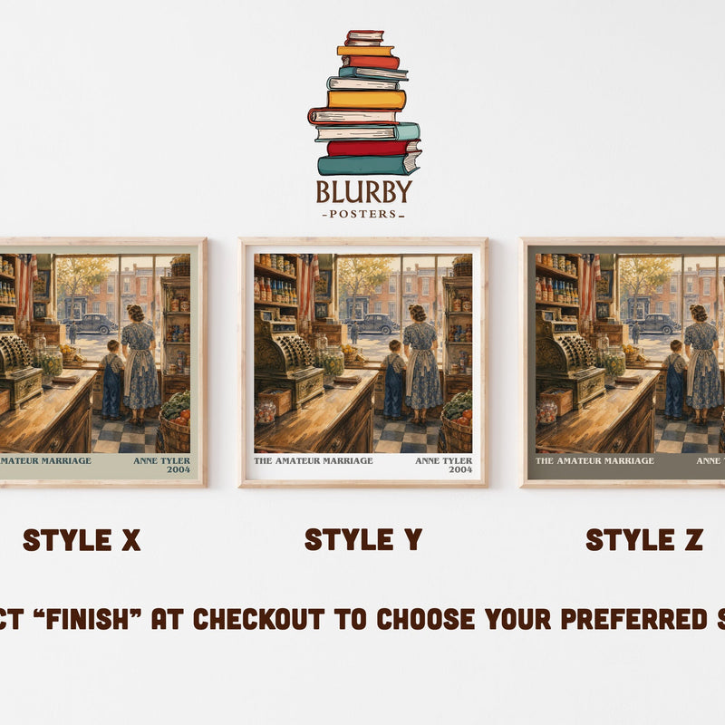 The Amateur Marriage literary print in frame leaning in hallway – literary fiction wall art