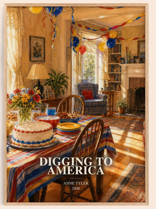 Digging To America watercolour book poster by Anne Tyler – framed literary art print