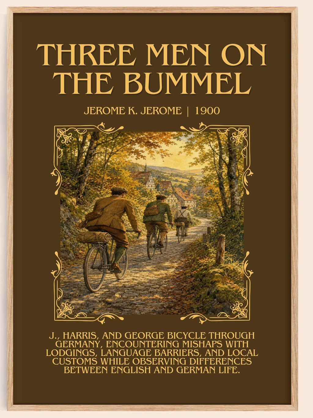 Three Men On The Bummel Minimalist Book Poster by Jerome K. Jerome – book poster