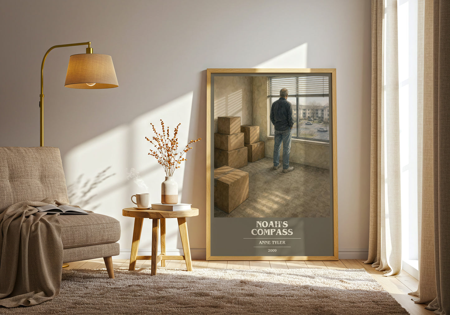 Noah'S Compass book cover print on bookshelf – Anne Tyler fan gift
