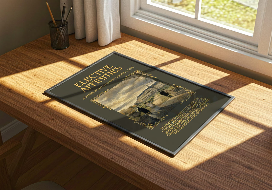 Elective Affinities Minimalist Book Poster by J. Goethe – print on a sunlit desk